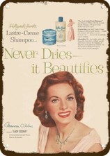 1955 MAUREEN O'HARA & Lustre-Creme Vintage-Look DECORATIVE REPLICA METAL SIGN picture