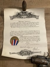1921 Nebraska WWI Military Service Roll Of Honor Certificate Signed Document picture