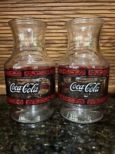 Vintage Anchor Hocking Godfather’s Pizza Coca~Cola Coke Pitcher Carafe Set Of 2 picture