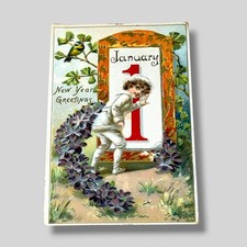 Postcard 1909 Raphael Tuck New Year January 1st Child Illustration E684 picture