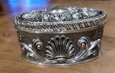 Beautiful Vintage Metal Silverplated Jewelry Box With Velvet Lining picture