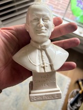 Vintage 1987 Pope John Paul II Bust San Antonio Texas Papal Visit Signed Art  picture