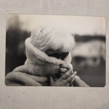 Vintage B&W Snapshot Photograph Glamorous Woman in Fur Coat Sunglasses 1960s picture