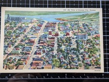 Vintage Air view of Kansas City, Kansas City Kansas postcard  picture