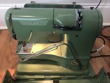 Vintage Elna Portable Green Supermatic Sewing Machine in Case 722010 Switzerland picture
