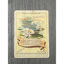 1900 Vtg Sunday School Card Water Lilies Bible Pictures For Our Little Ones picture
