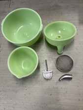Sunbeam Mixmaster  Jadeite Glass Mixing Bowl Juicer Attachments 6 Pieces picture