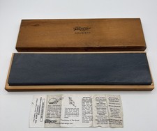 Vintage Halls Pro Edge Surgical Black Arkansas Sharpening Oil Stone 12x3x1 Box picture