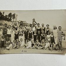 Antique RPPC Real Photograph Postcard Family Fun At Beach Old Fashion Swimsuits picture