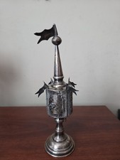 VINTAGE ISRAELI STERLING SILVER HAVDALAH BESAMIM SPICE TOWER & BELLS 89.5 DWT picture