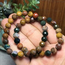 2Pcs Wholesal Natural Ocean Jasper bracelets Crystal ball sphere facet 8mm 7687 picture