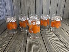 Vintage Anchor Hocking Orange Juice Blossom Drinking Glasses Set Of 6  picture