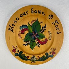 VTG Rosemaling Norwegian Scandinavian Wood Plate Hand Painted Bless Our Home picture