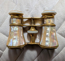 F. Perrin Kansas City Antique Mother-of-Pearl & Brass Opera Glasses Binoculars picture