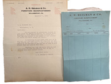 1915 A H Heilman Furniture Co Williamsport PA Letterhead Order Form Lot ATQ picture