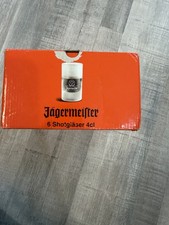 Jagermeister Shot Glasses Set of 6 Frosted 4cl Barware 2008 Original Box picture