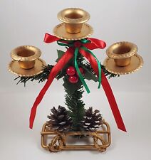 Vintage Gift Collection Metal Christmas Candle Holder w/ Mistletoe 8.25