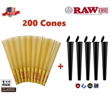 Authentic RAW Classic 1 1/4 Size Pre-Rolled Cone 200 Pack & 5 Tubes picture