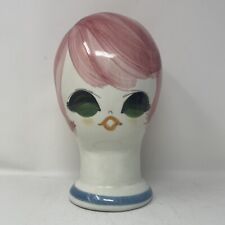 Vintage MCM 1960's Ceramic Head Millinery Wig Stand Italy Italian Pink Retro picture