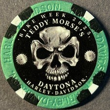 2025 Harley Davidson Wide Print Poker Chip Daytona Bike Week in Florida    SKULL picture