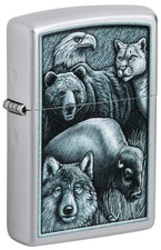 Zippo Animal Kingdom Design Satin Chrome Windproof Pocket Lighter, 46237-000003 picture