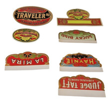 7 Vintage Embossed Cigar Box Labels Traveler Perfecto Garcia Judge Taft picture