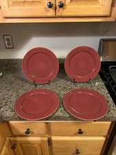 (4) or (8) Frankoma Pottery Cabernet Burgundy Dinner Plates 10.5” picture