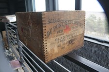 Antique Vintage Mining Dynamite Wood Dovetail Box Dupont Red Cross Blasting Mine picture