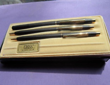 CROSS BLACK & GOLD ROLLERBALL PEN WITH PEN & PENCIL SET PENCIL LEAD IS 0.9MM picture