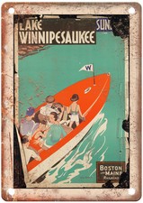Vintage Lake Winnipesaukee Sunday Travel Poster Retro Look Sign T759 picture