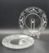4 Vintage Fostoria Shirley Glass Dinner Plates 9.5 Inch  picture