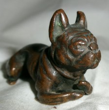X RARE ANTIQUE L.C.T. TIFFANY STUDIOS DARK BRONZE BULLDOG DESK ART PAPER WEIGHT picture