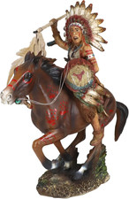 Ebros Tribal Native American Indian Chief Warrior with War Bonnet Eagle Headdres picture