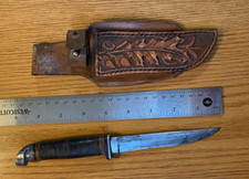 Vintage Kinfolks Chrome Hunting Knife and Sheath az-48 picture