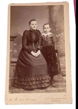 Nice Antique Cabinet Card Victorian Lady & Young Girl Photo Photograph 4”  picture