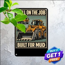 Heavy Bulldozer Construction Tin Sign Play In Dirt Boys Room Metal Wall Art picture