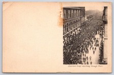 Antique France Postcard PARIS American Troops Marching Wwi 1919 picture