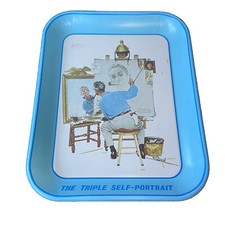 Norman Rockwell Self Portrait Tray Vtg Triple River Shore Collector picture