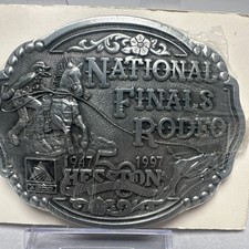 Vintage 1997 Hesston NFR Belt Buckle 50th Anniversary Calf Roping Sealed NEW picture
