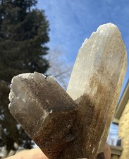 Natural Phantom Selenite W/ Black Phantoms👀🪟Minerals Quartz CollectorUnique picture