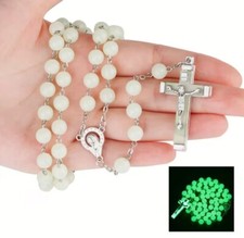 Glow in the Dark Rosary Beads Necklace Catholic Crucifix Cross Our Lady picture