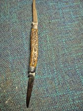 VINTAGE REMINGTON UMC MUSKRAT KNIFE BROWN BONE HANDLES R4593 USA 1924-33 picture
