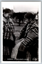 Arizona - Two Lovely Navajo Girls, Gossip In Navajo-Land - RPPC Vintage Postcard picture