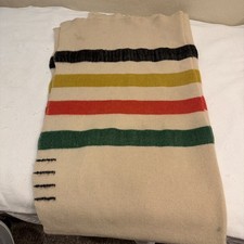 Vintage Rare Sterling Stripe 100% Wool Striped Blanket ~48x80” Hudson's Bay? picture