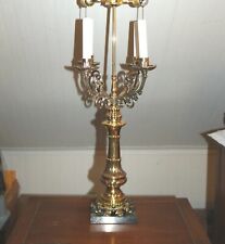 BRASS GIRANDOLE LAMP Baroque Bouillotte Large Multi-Arm Candelabra Gold Black picture