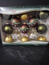 Set Of 13 VTG Krebs Elegant Greens, Golds And Rust Colored Ornaments picture