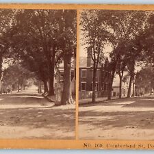 c1870s Portland Maine Cumberland Street Stereo Real Photo Stereoview Road ME V27 picture