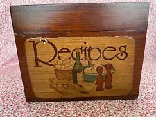 Vintage Wooden Hinged File Recipe Box filled with Recipes picture