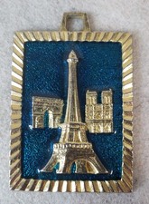 Vintage Enamel Sparkle Paris Keychain  Eiffel Mirel-Paris Gold Tone picture
