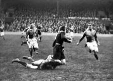 Oxford Universitys W Lusty is tackled by Harlequins' P Hodge Rugb- Old Photo picture